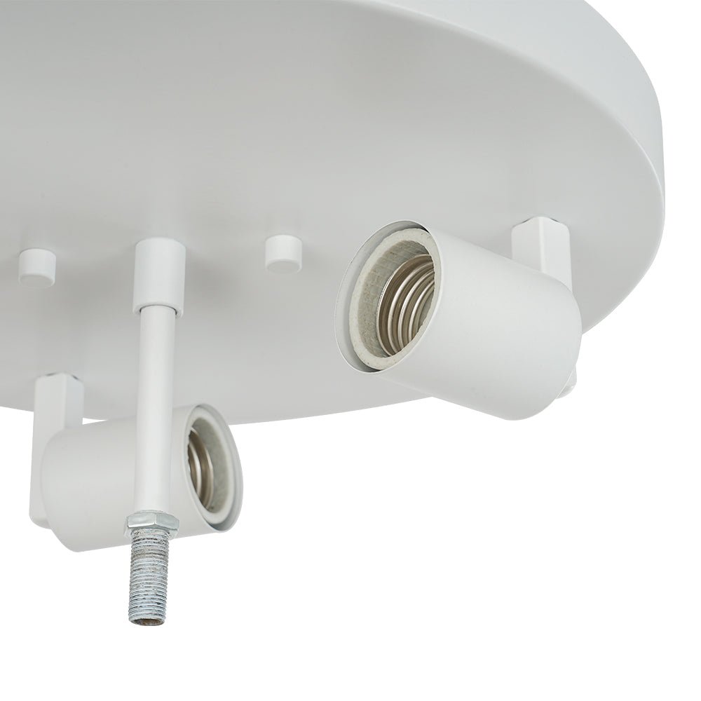 Montaje Semi Flush Floral Crema Agrietado de 3 Luces Estilo Campestre Francés