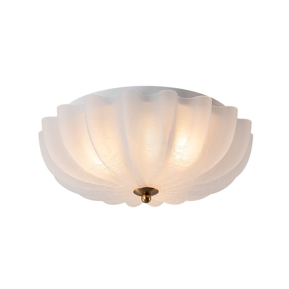 Montaje Semi Flush Floral Crema Agrietado de 3 Luces Estilo Campestre Francés