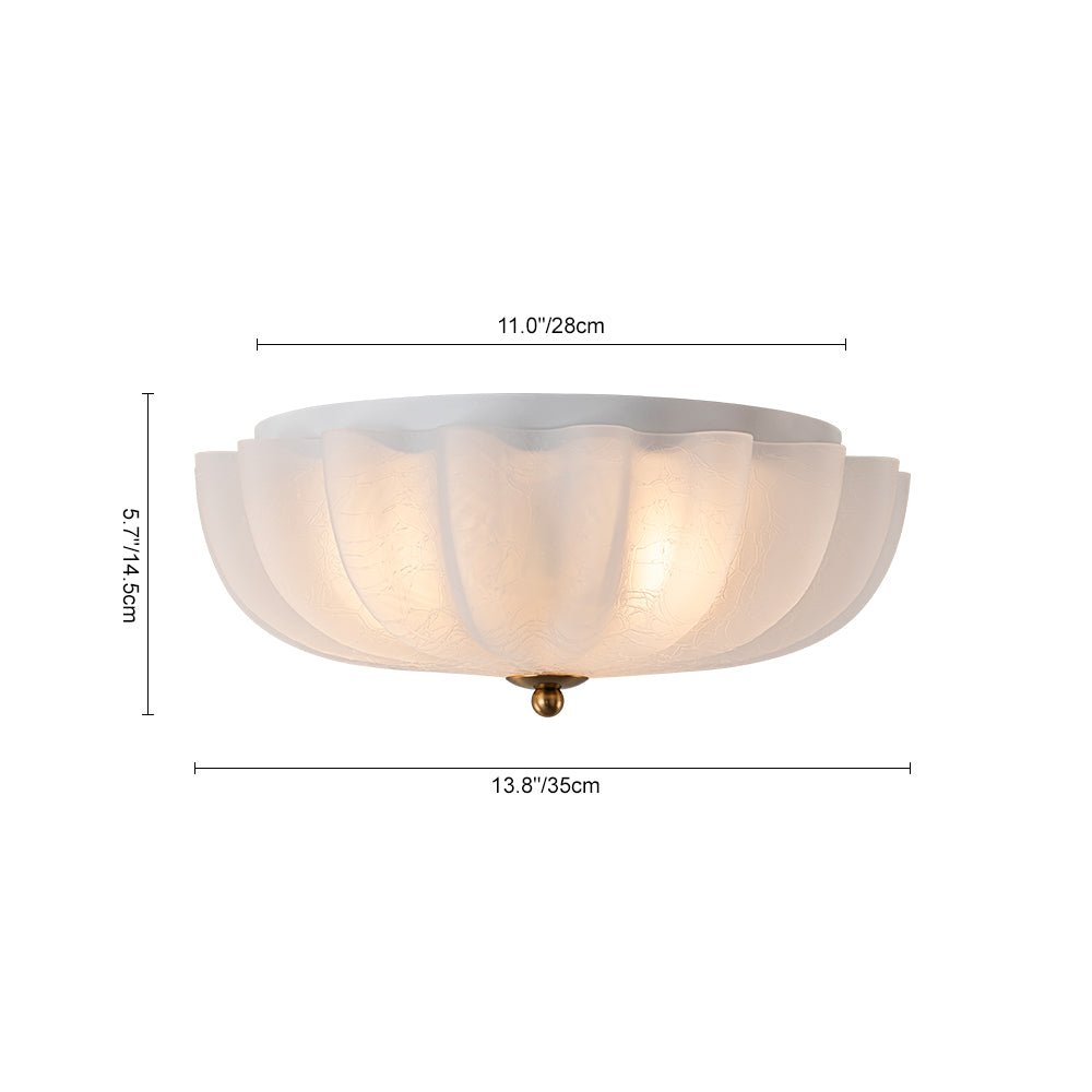 Montaje Semi Flush Floral Crema Agrietado de 3 Luces Estilo Campestre Francés