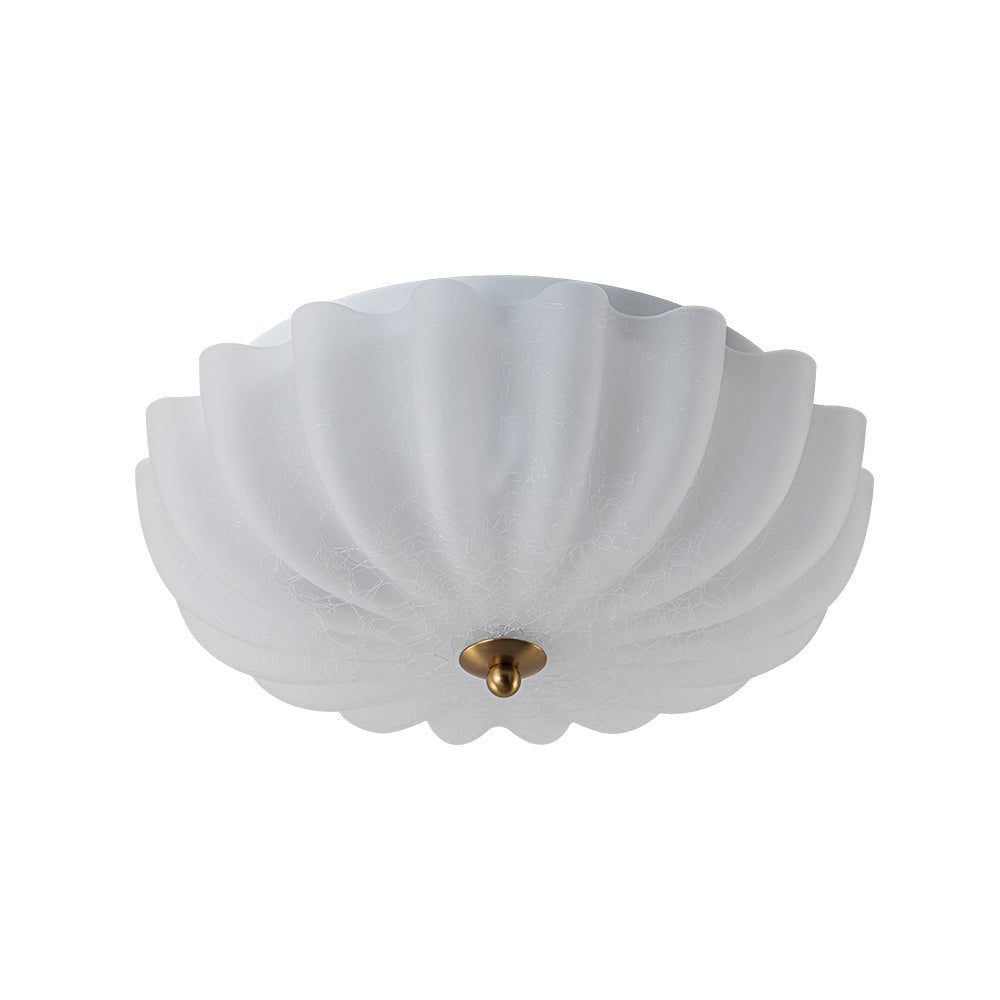 Montaje Semi Flush Floral Crema Agrietado de 3 Luces Estilo Campestre Francés