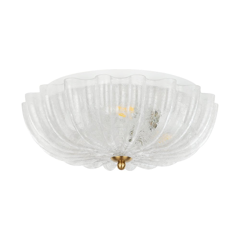Montaje Semi Flush Floral Crema Agrietado de 3 Luces Estilo Campestre Francés