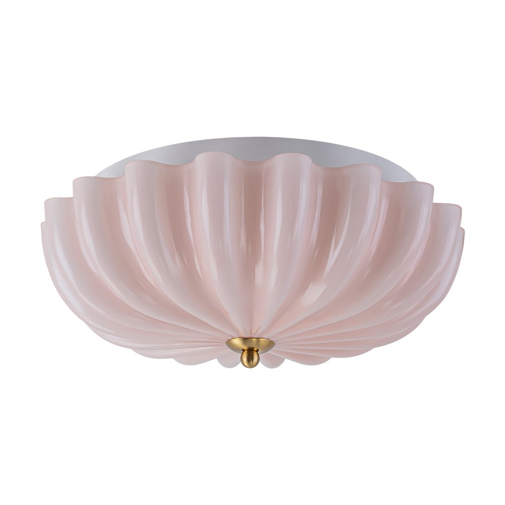 Montaje Semi Flush Floral Crema Agrietado de 3 Luces Estilo Campestre Francés