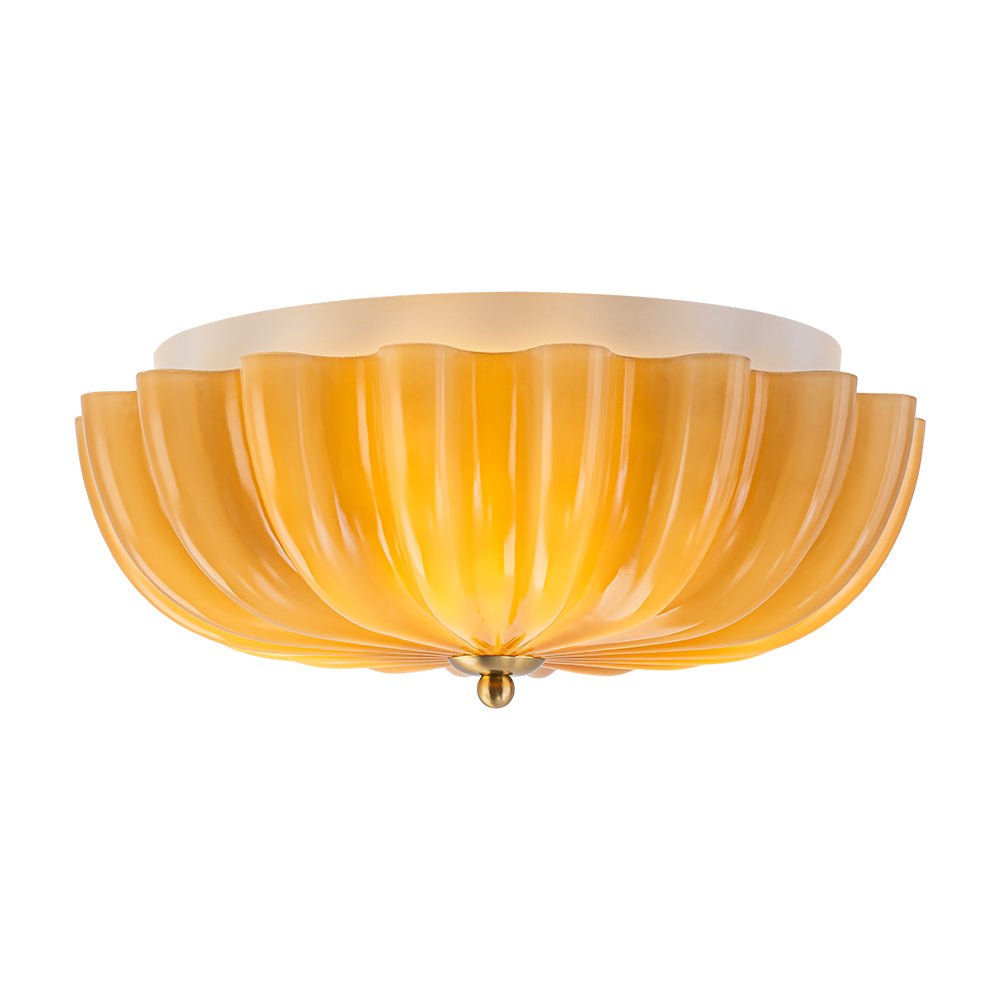 Montaje Semi Flush Floral Crema Agrietado de 3 Luces Estilo Campestre Francés