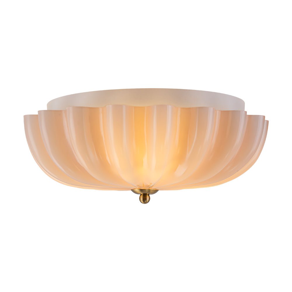 Montaje Semi Flush Floral Crema Agrietado de 3 Luces Estilo Campestre Francés