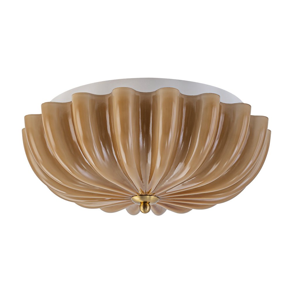 Montaje Semi Flush Floral Crema Agrietado de 3 Luces Estilo Campestre Francés