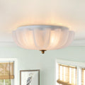 Montaje Semi Flush Floral Crema Agrietado de 3 Luces Estilo Campestre Francés