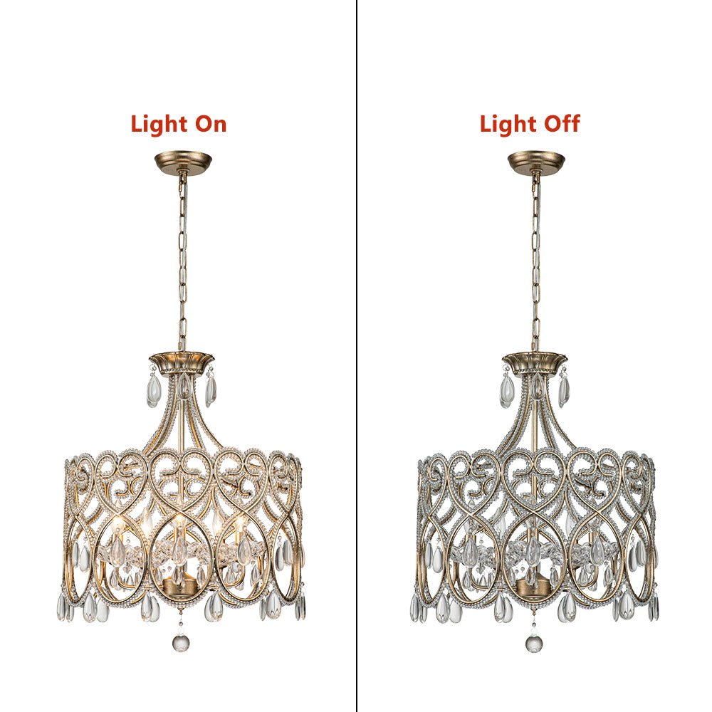 Candelabro de tambor vintage de 5 luces estilo francés con acentos de cristal