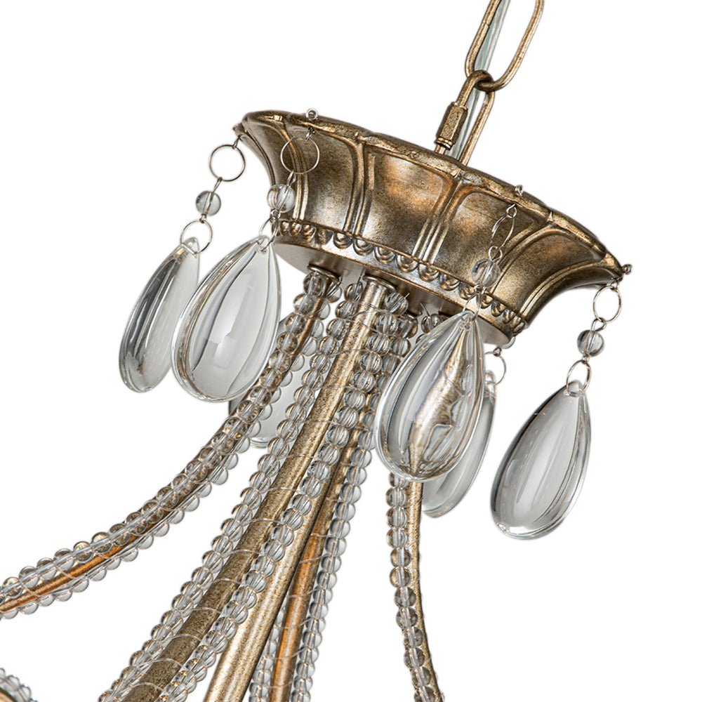 Candelabro de tambor vintage de 5 luces estilo francés con acentos de cristal