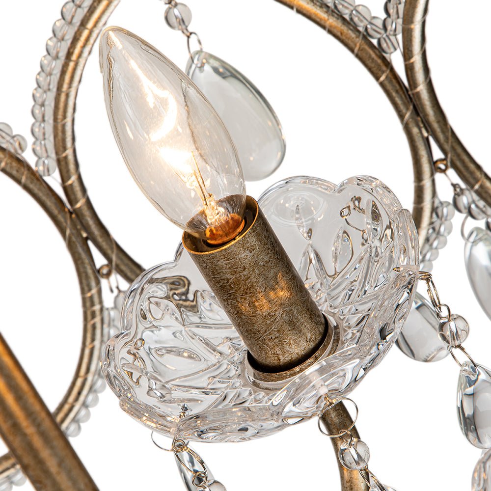 Candelabro de tambor vintage de 5 luces estilo francés con acentos de cristal