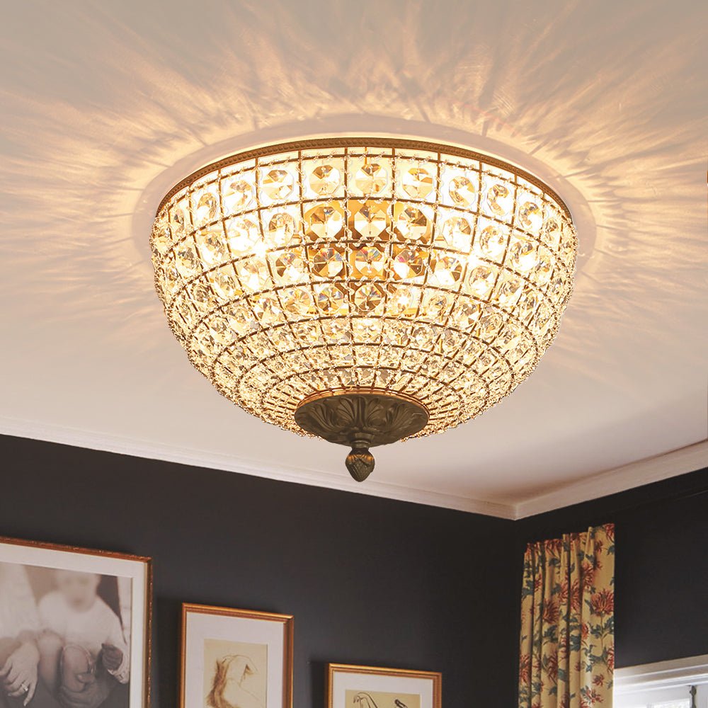 Aplique de Techo de Cristal Vintage Francés de 3 Luces