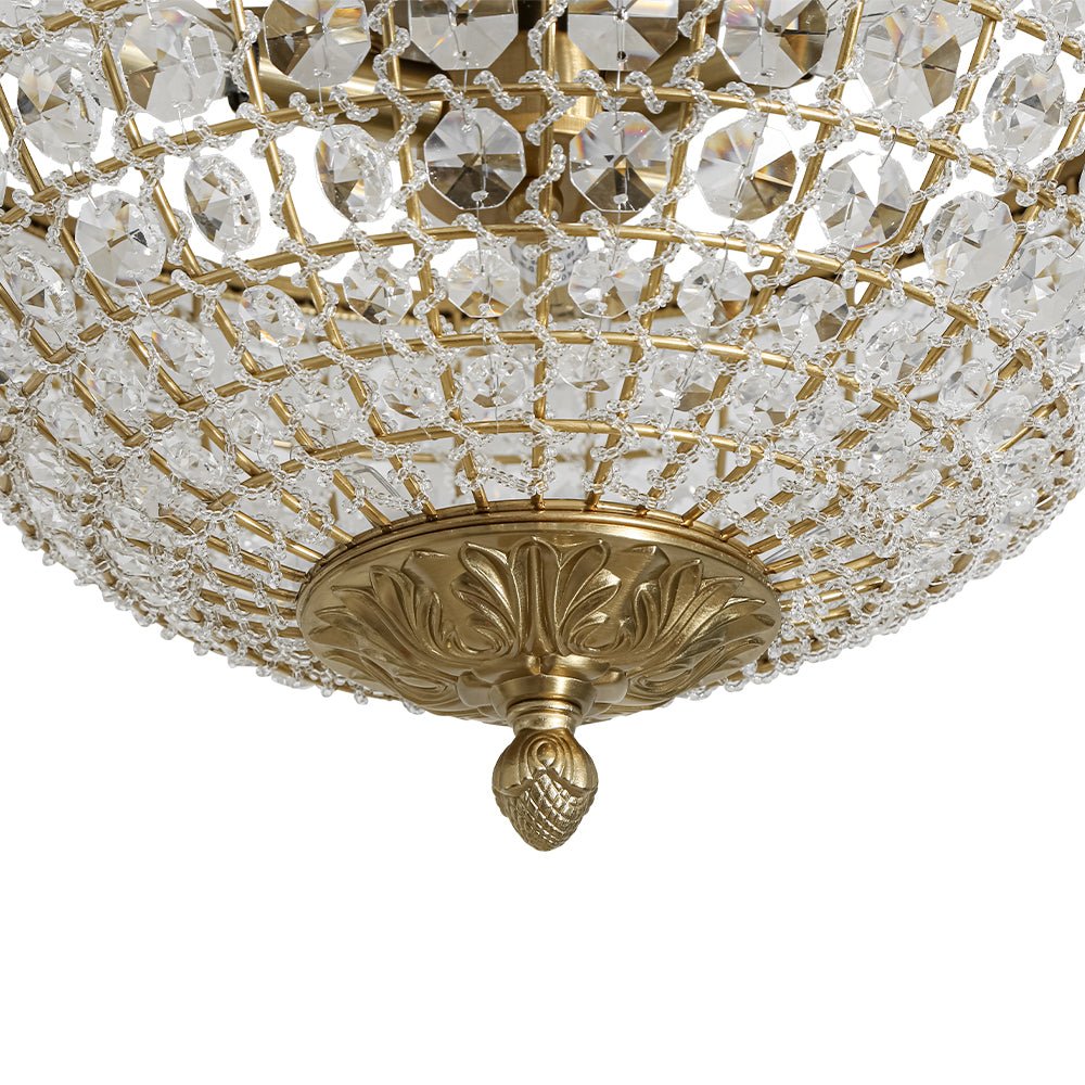 Aplique de Techo de Cristal Vintage Francés de 3 Luces