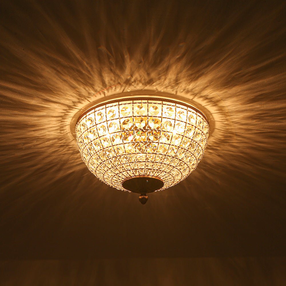 Aplique de Techo de Cristal Vintage Francés de 3 Luces