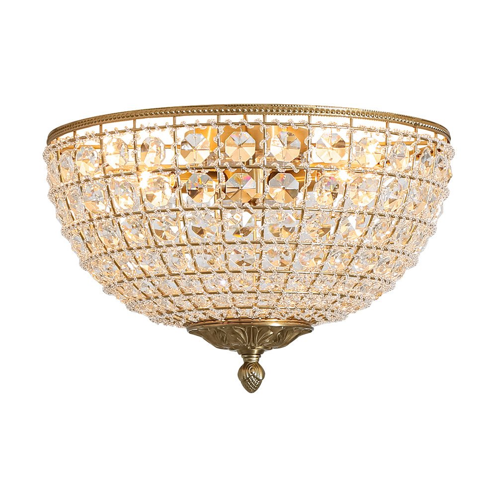 Aplique de Techo de Cristal Vintage Francés de 3 Luces