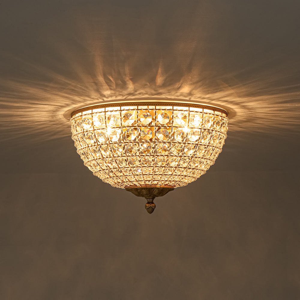Aplique de Techo de Cristal Vintage Francés de 3 Luces