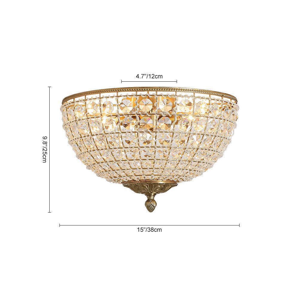 Aplique de Techo de Cristal Vintage Francés de 3 Luces