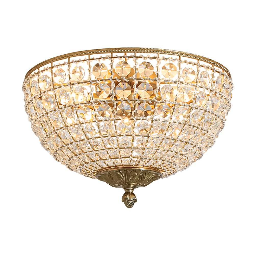Aplique de Techo de Cristal Vintage Francés de 3 Luces