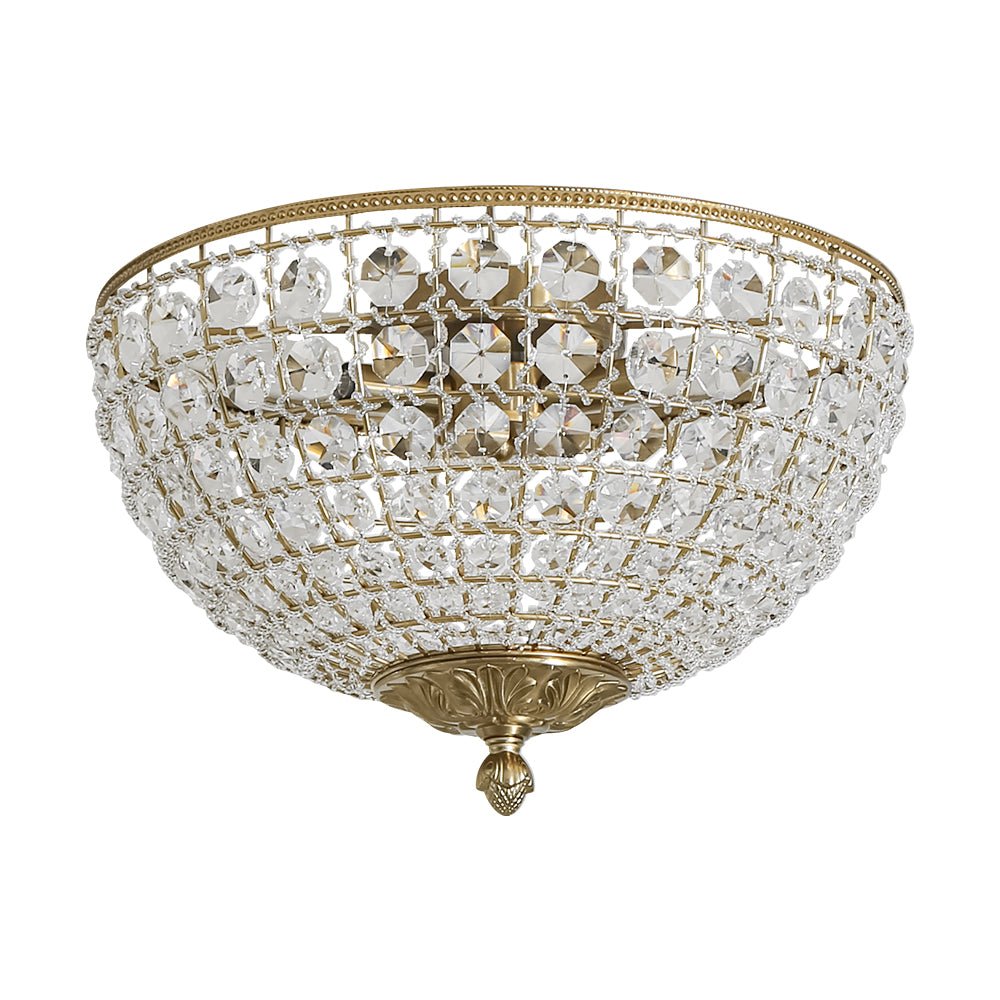 Aplique de Techo de Cristal Vintage Francés de 3 Luces