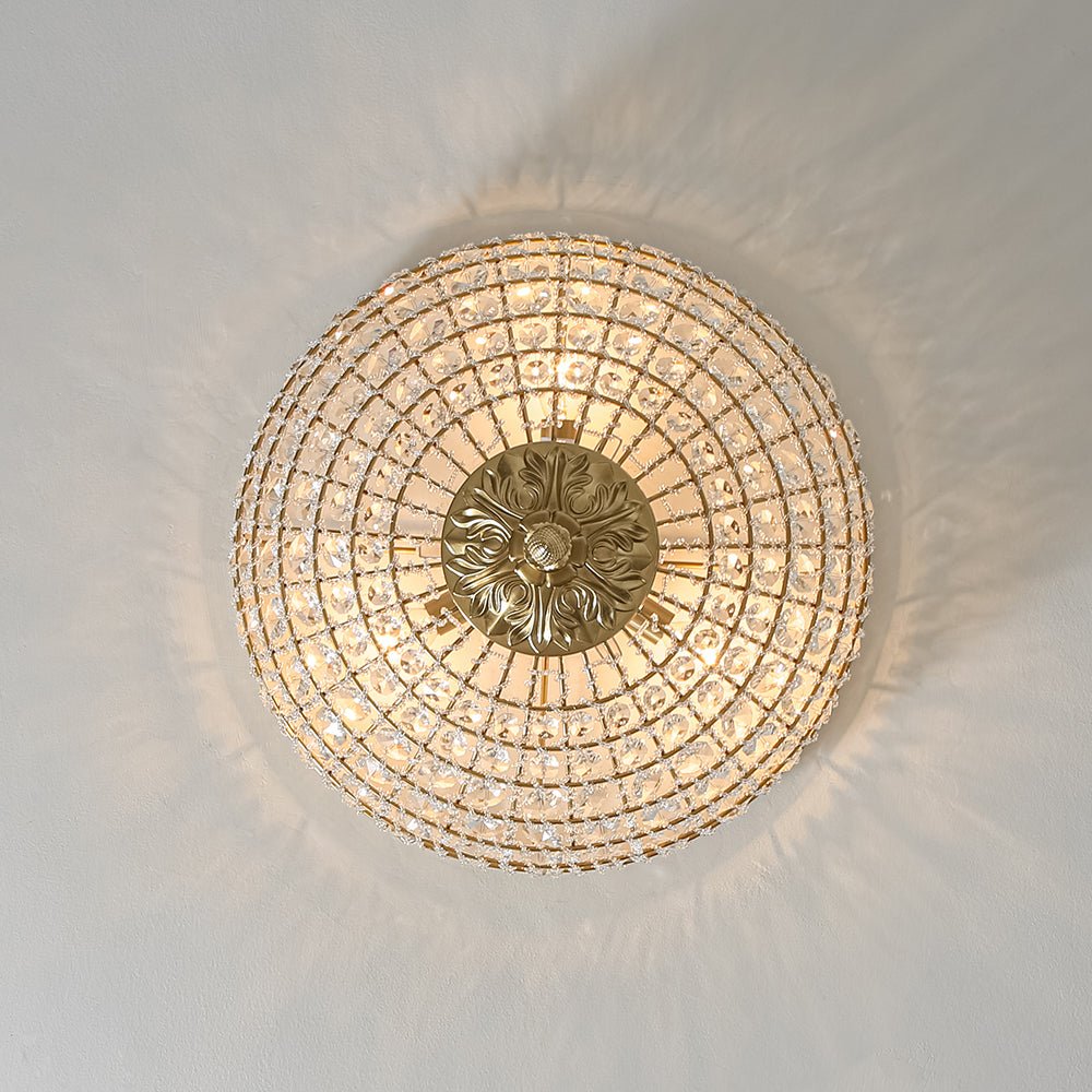 Aplique de Techo de Cristal Vintage Francés de 3 Luces