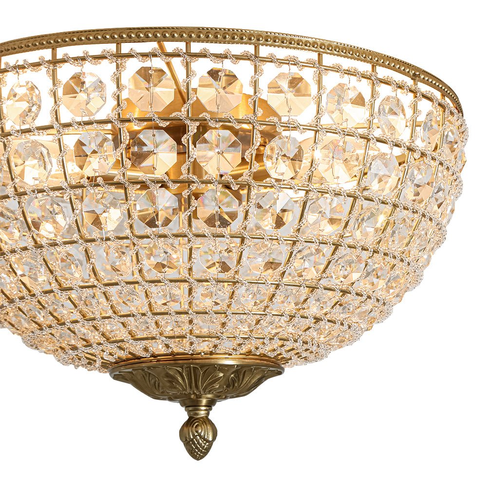 Aplique de Techo de Cristal Vintage Francés de 3 Luces