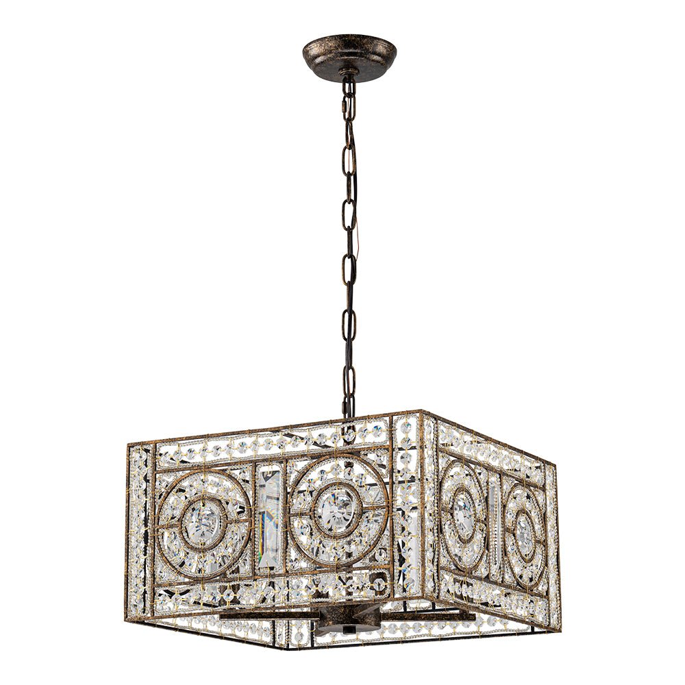 Candelabro Cuadrado Vintage de Cristal con 4 Luces