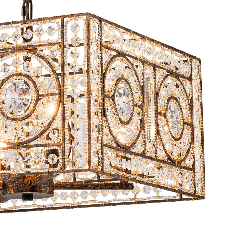 Candelabro Cuadrado Vintage de Cristal con 4 Luces