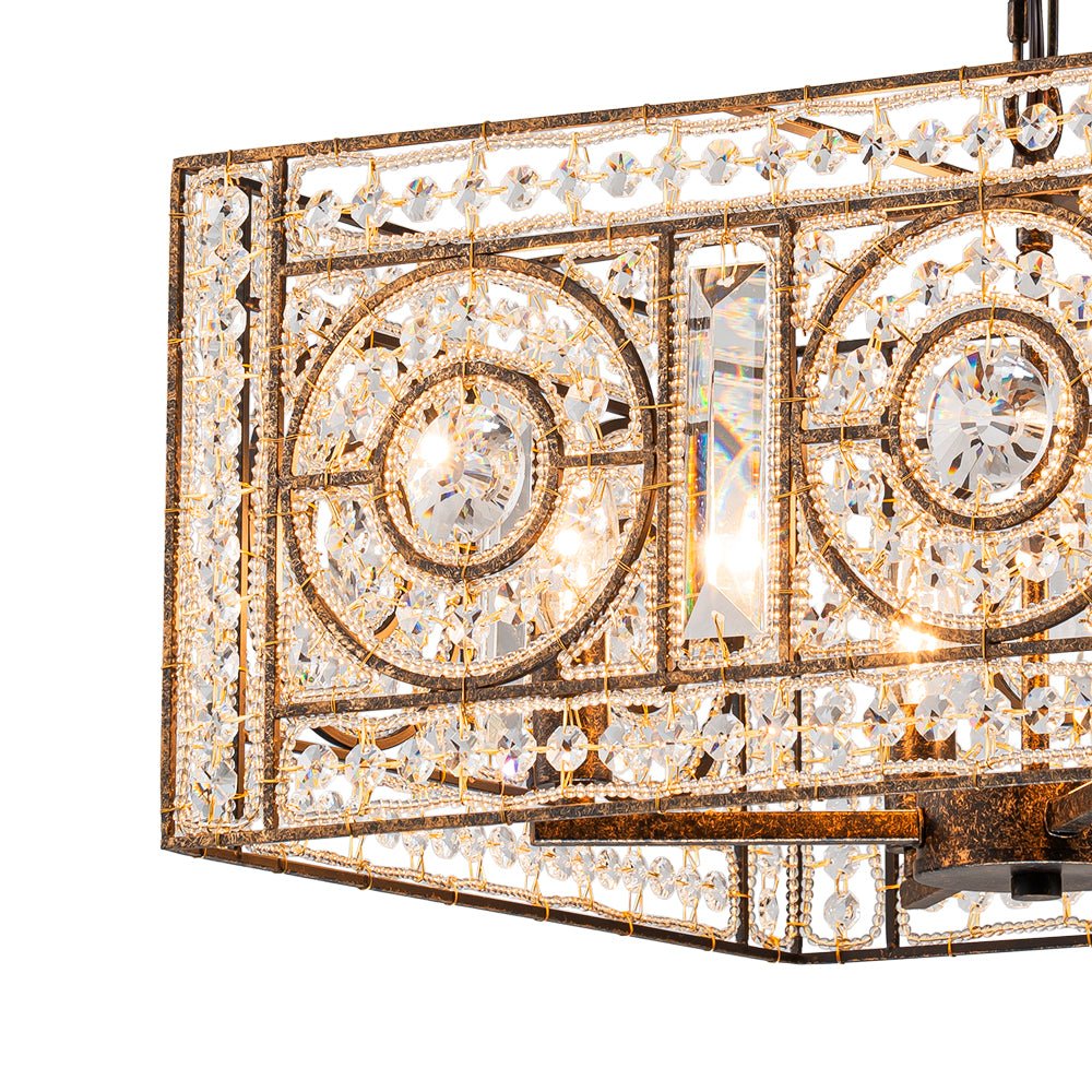 Candelabro Cuadrado Vintage de Cristal con 4 Luces