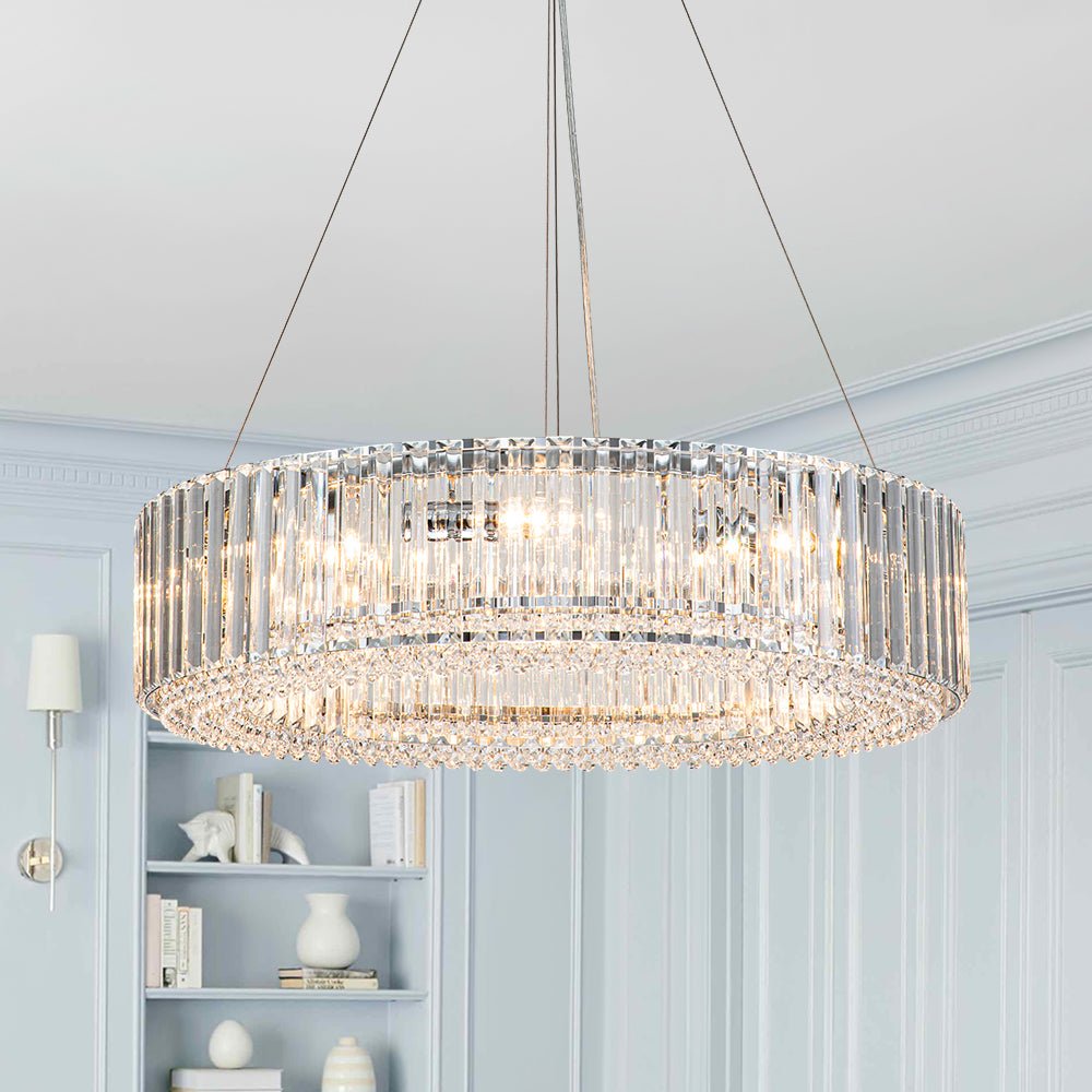 Candelabro de Cristal Redondo de Lujo Glamour de 8 Luces
