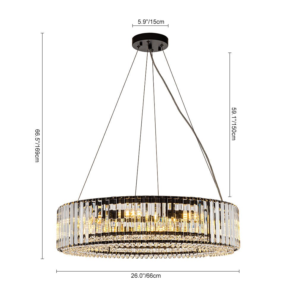 Candelabro de Cristal Redondo de Lujo Glamour de 8 Luces