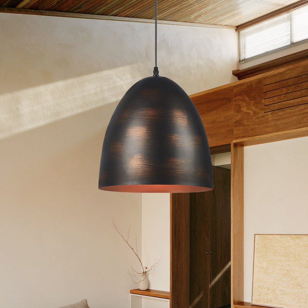 Lámpara Colgante de Campana de Metal Industrial de 1 Luz para Mesa de Comedor