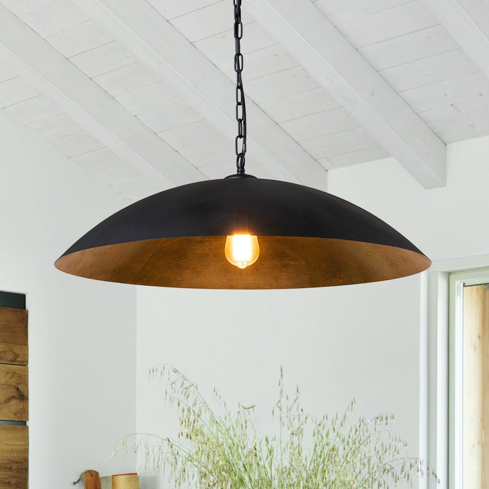 Lámpara Colgante de Metal en Forma de Cúpula Oversized de 1 Luz