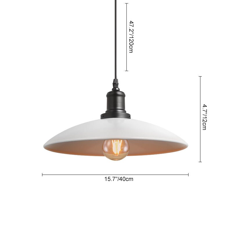 Lámpara colgante de metal con un cono industrial de 1 luz