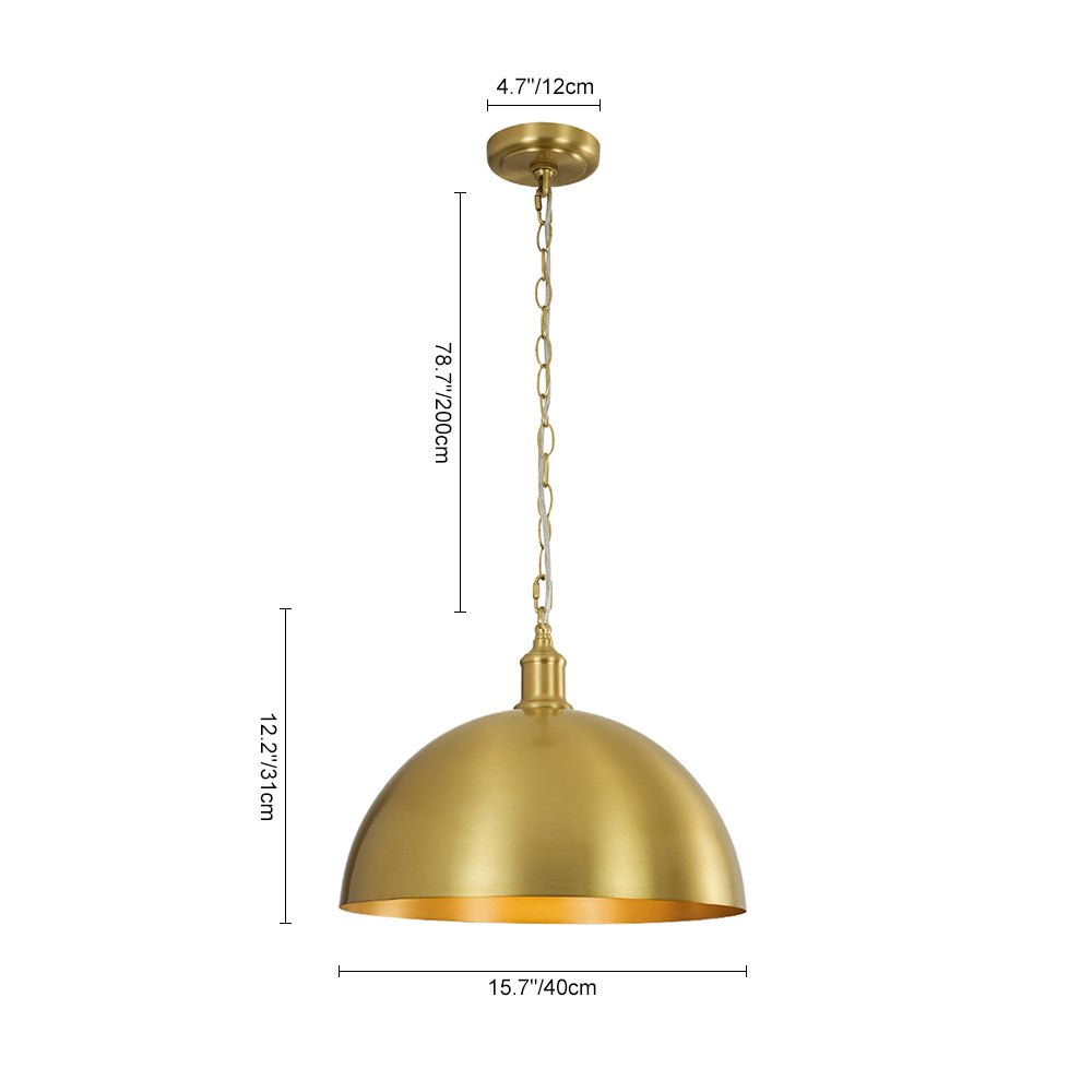 Lámpara colgante de metal dome simple de 1 luz estilo granja industrial