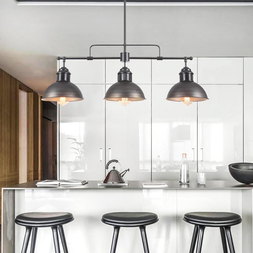 Lámpara Colgante de Tapa de Olla Lineal de 3 Luces Industrial
