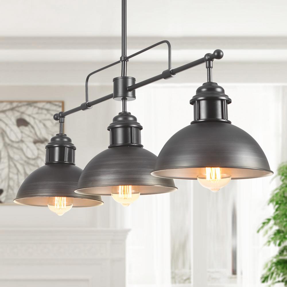 Lámpara Colgante de Tapa de Olla Lineal de 3 Luces Industrial