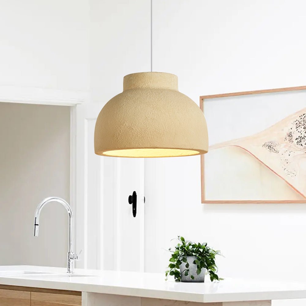 Lámpara colgante de cúpula Wabi Sabi de estilo japonés de 1 luz para mesa de comedor