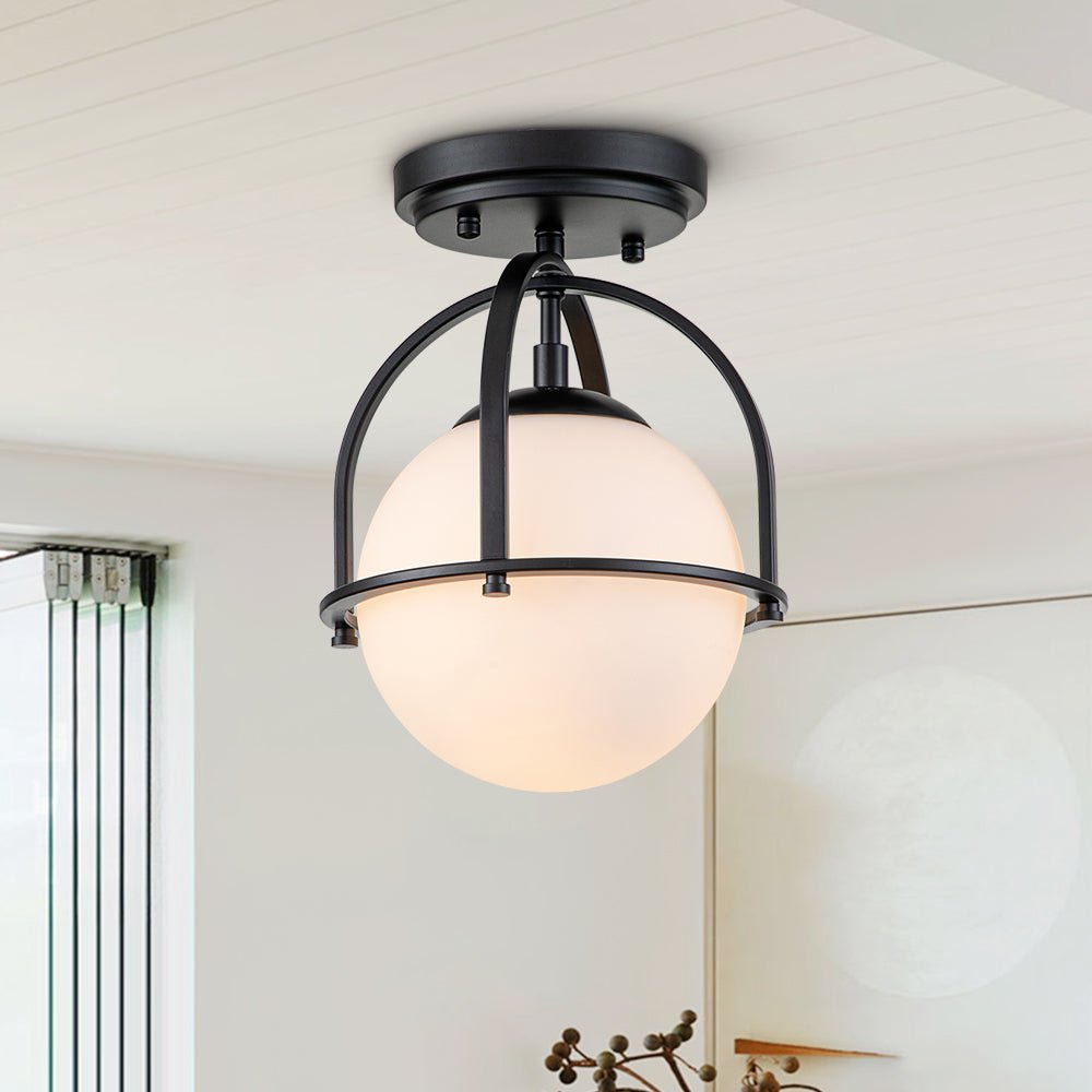Lámpara de Techo Semi Empotrada de Vidrio Ópalo de 1 Luz Estilo Mid-Century