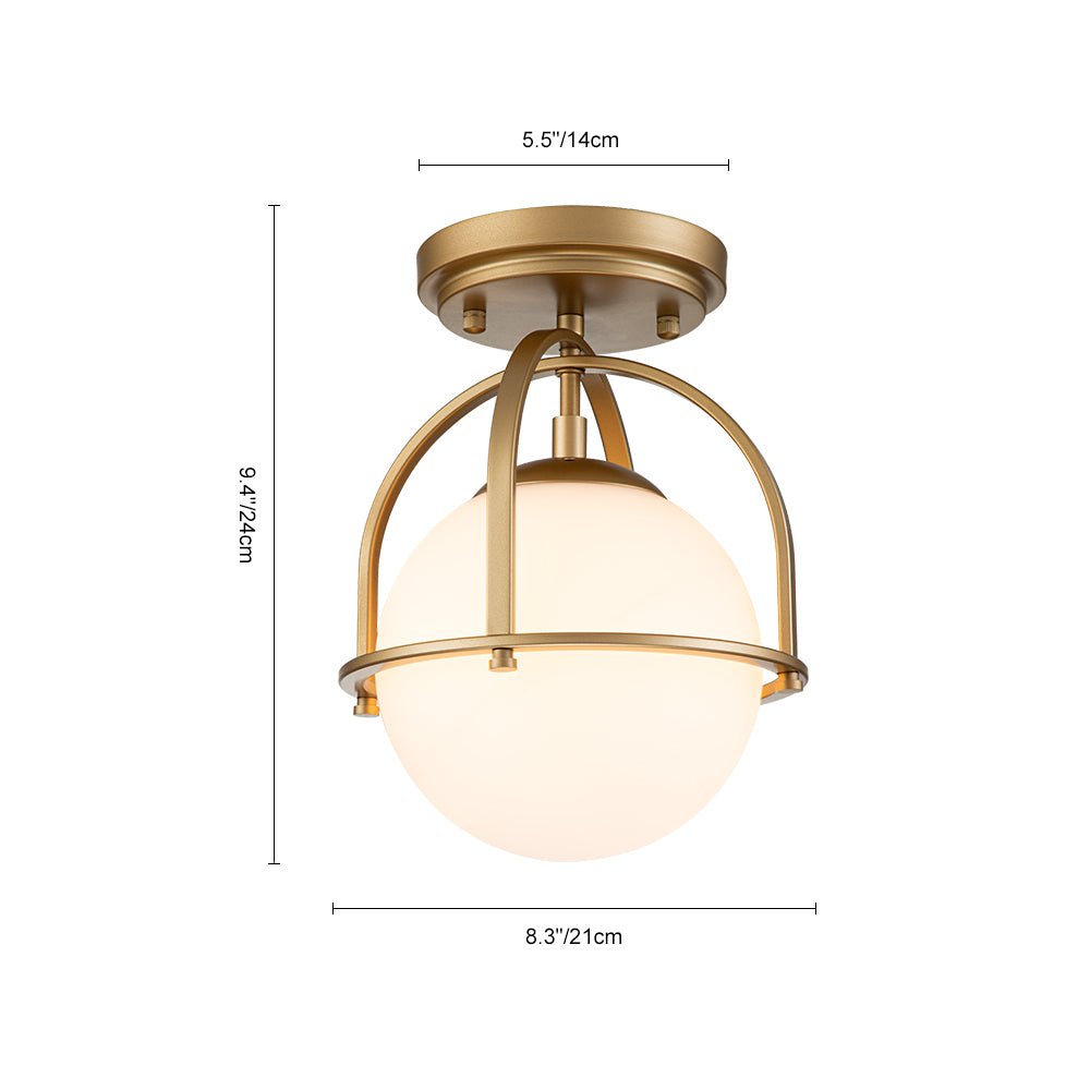 Lámpara de Techo Semi Empotrada de Vidrio Ópalo de 1 Luz Estilo Mid-Century