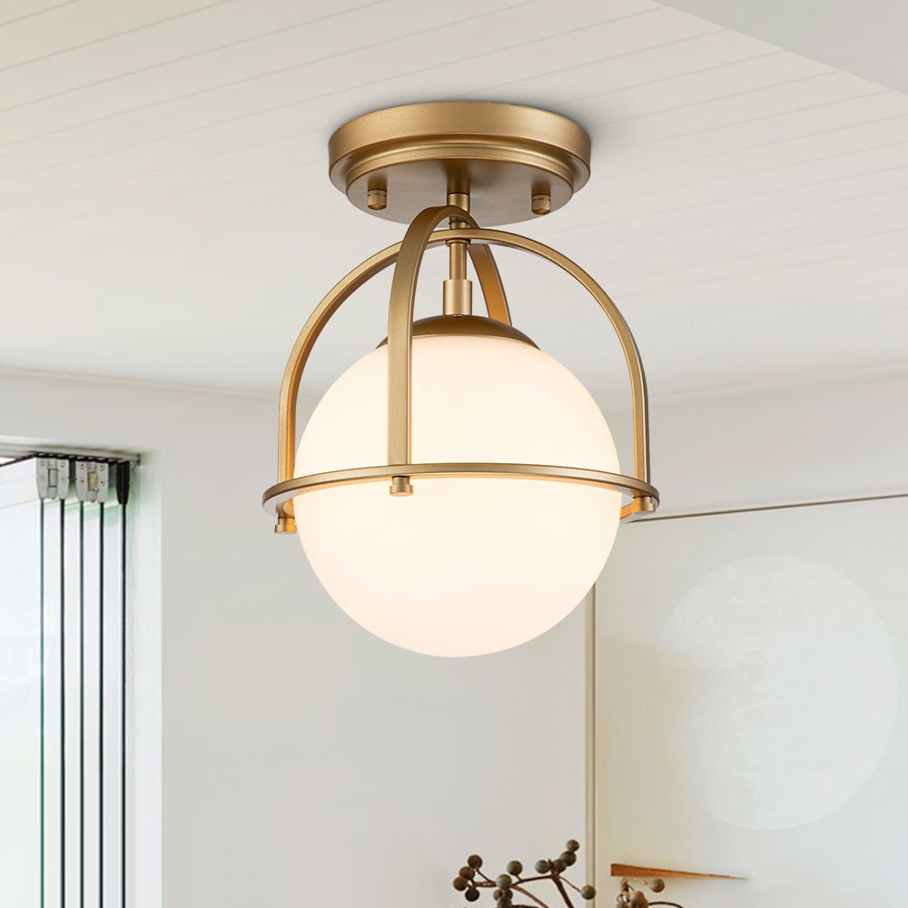 Lámpara de Techo Semi Empotrada de Vidrio Ópalo de 1 Luz Estilo Mid-Century