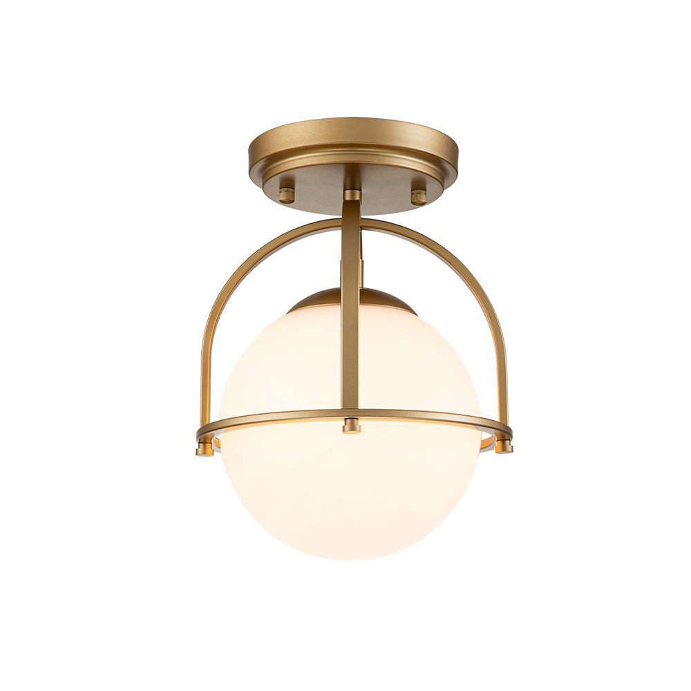 Lámpara de Techo Semi Empotrada de Vidrio Ópalo de 1 Luz Estilo Mid-Century