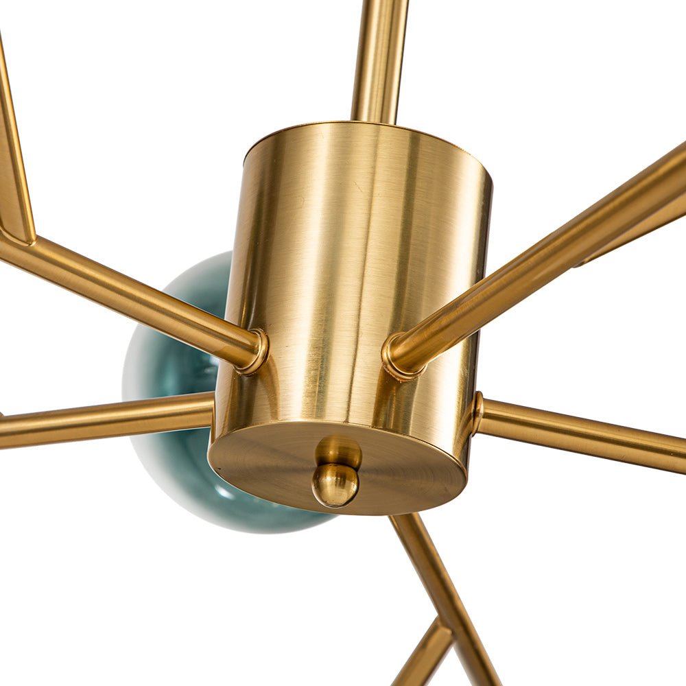 Araña de burbujas de vidrio azul degradado de 15 luces estilo Mid-Century