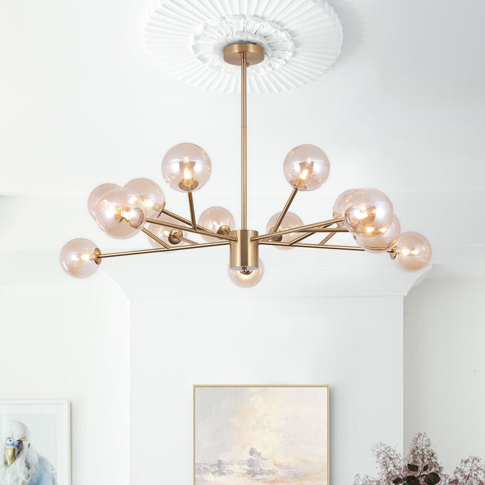 Candelabro de Burbuja de Cristal de 15 Luces de Estilo Mid-Century