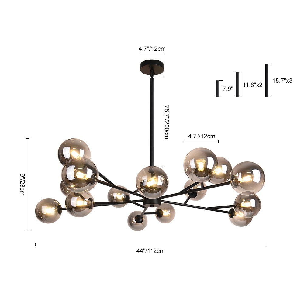 Candelabro de Burbuja de Cristal de 15 Luces de Estilo Mid-Century