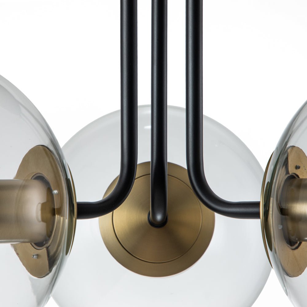 Montaje Semi Flush de Vidrio Transparente Sputnik de 3 Luces Estilo Mid-Century
