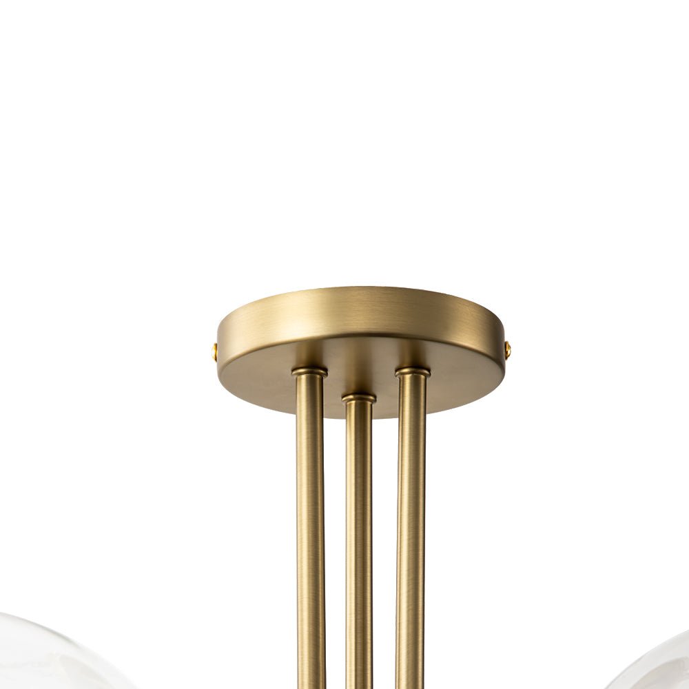 Montaje Semi Flush de Vidrio Transparente Sputnik de 3 Luces Estilo Mid-Century
