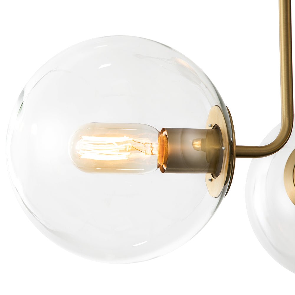 Montaje Semi Flush de Vidrio Transparente Sputnik de 3 Luces Estilo Mid-Century