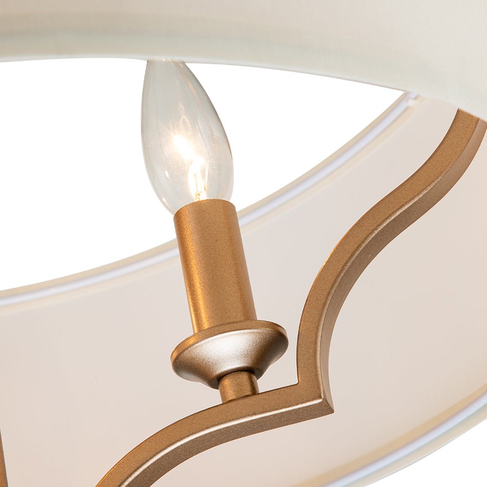 Candelabro de tambor sombreado de 3 luces de mediados de siglo