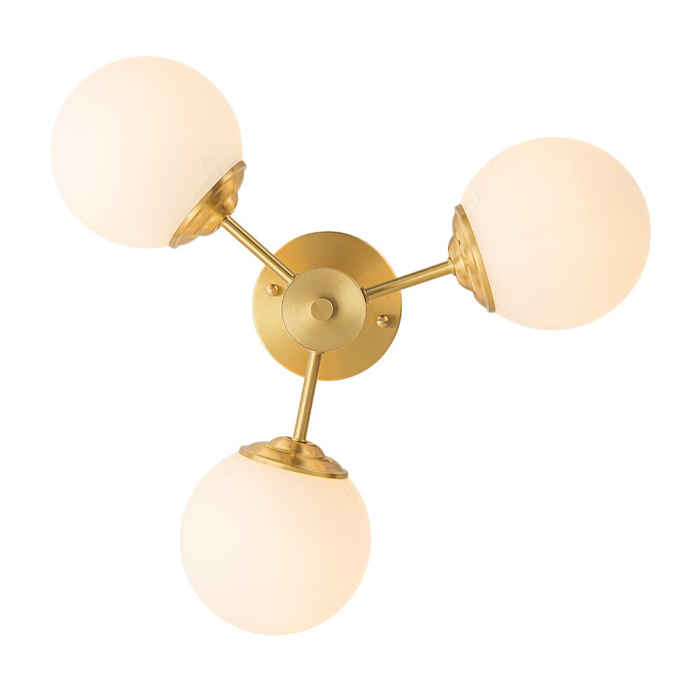 Montaje Semifluido de Vidrio Esférico Sputnik de 3 Luces de Mediados de Siglo