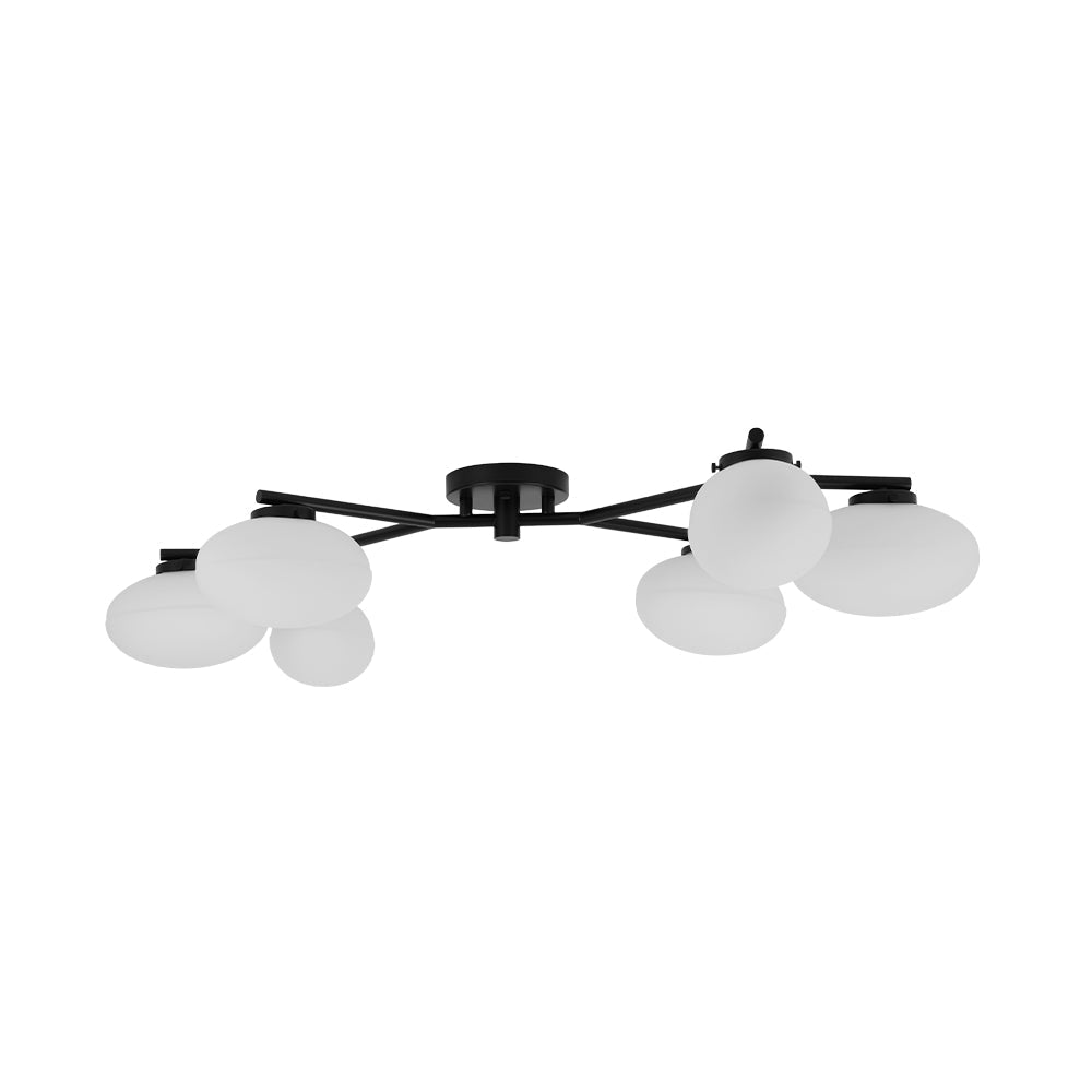 Montaje Semi Flush Lineal de Vidrio Elíptico de 6 Luces Estilo Mediados de Siglo