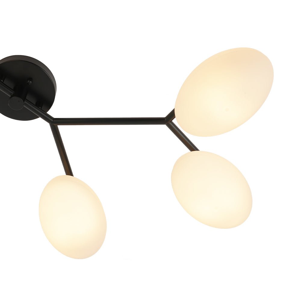 Montaje Semi Flush Lineal de Vidrio Elíptico de 6 Luces Estilo Mediados de Siglo