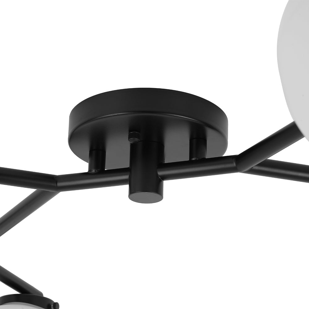 Montaje Semi Flush Lineal de Vidrio Elíptico de 6 Luces Estilo Mediados de Siglo